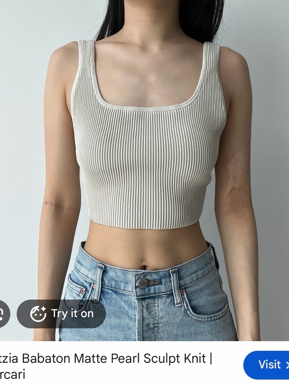 Babaton Sculpt Knit Tank Top — Pearl Ivory